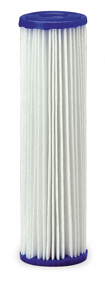 FILTER CARTRIDGE: PLEATED, 10 GPM FLOW RATE, 30 MICRON, 9¾ IN H, 125 ° F MAX TEMP