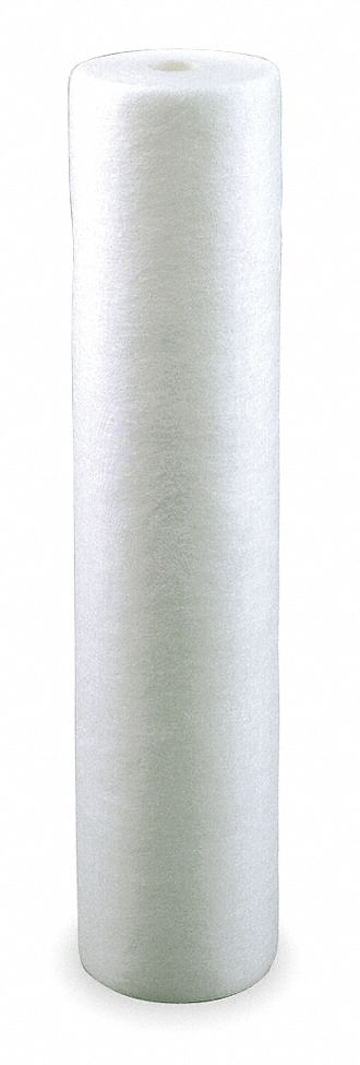 Water Filter Cartridge: 1 micron, String Wound, 20 gpm, Polypropylene