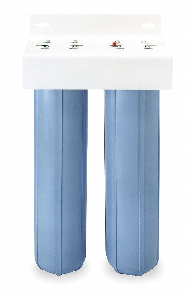 Filter Housing: 1 in, NPT, 40 gpm, 90 psi Max Pressure, 26 1/2 in Overall Ht, Blue