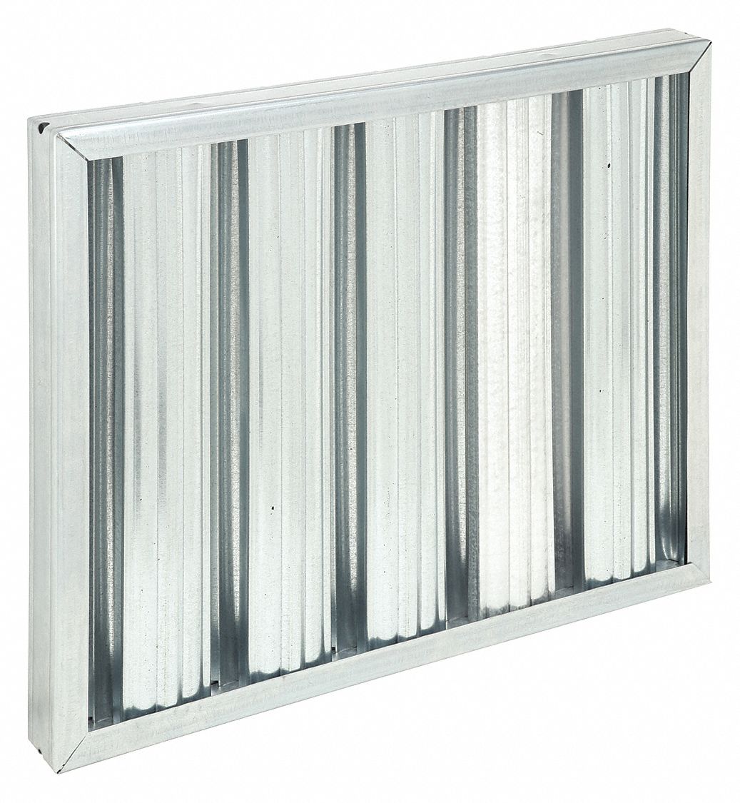 Grease Filter: 20 in x 25 in x 2 in, Galvanized Steel, Baffle