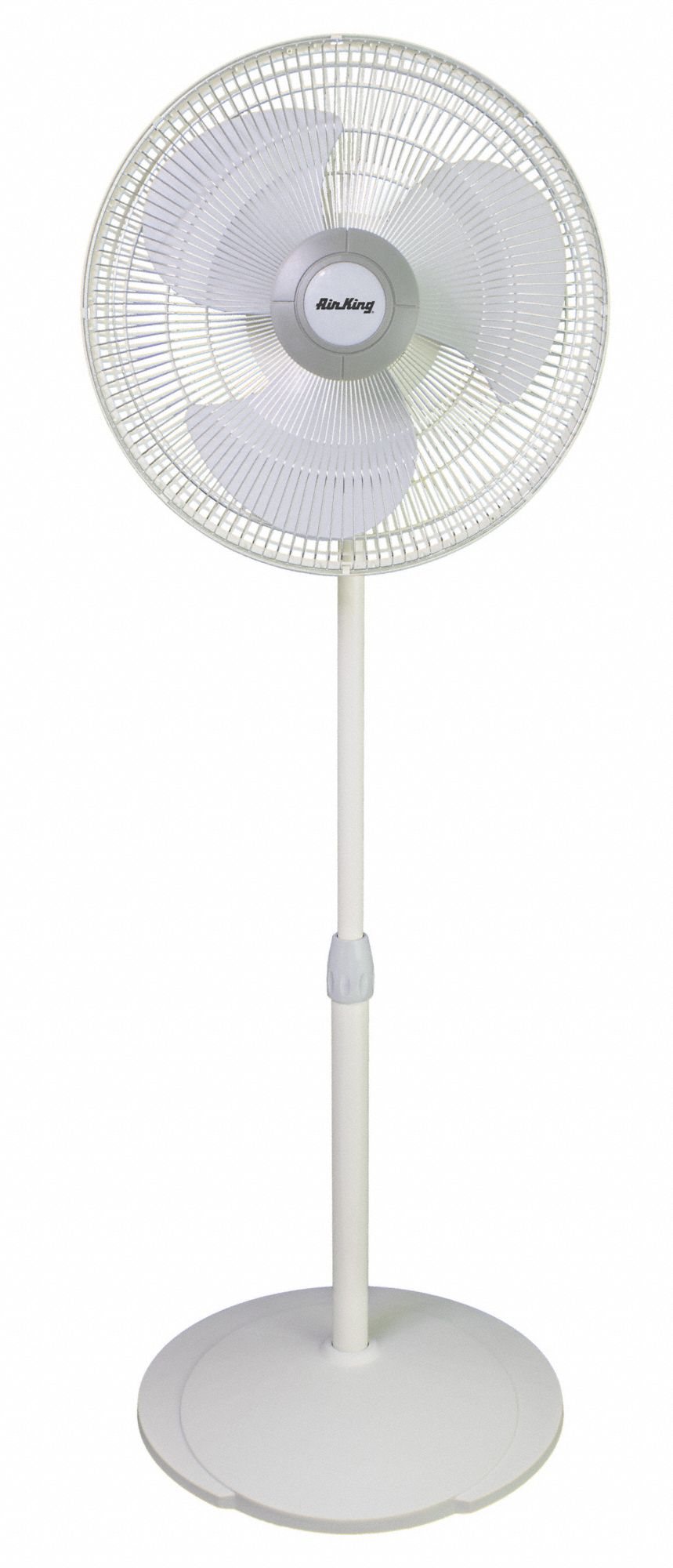 Pedestal Fan: 16 in Blade Dia, 3 Speeds, 1220/1420/1580 cfm, White with  Gray Accents