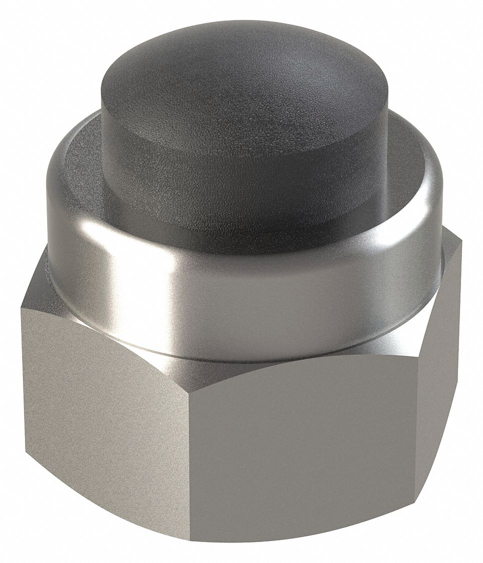 Lock Nut: Nylon Insert, 1/4"-20 Thread Size, Stainless Steel, 18-8, Waxed, 7/16 in Hex Wd, 10 PK