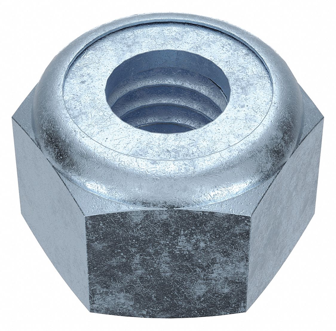LOCK NUT, NYLON INSERT, M45-4.50 THREAD, STEEL, CLASS 5, ZINC PLATED, 70MM HEX W, 2 PK