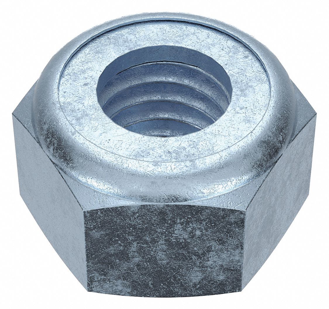 Lock Nut: Nylon Insert, Std Hex, M5x0.08 Thread Size, Steel, Grade 5, Zinc-Plated, 100 PK