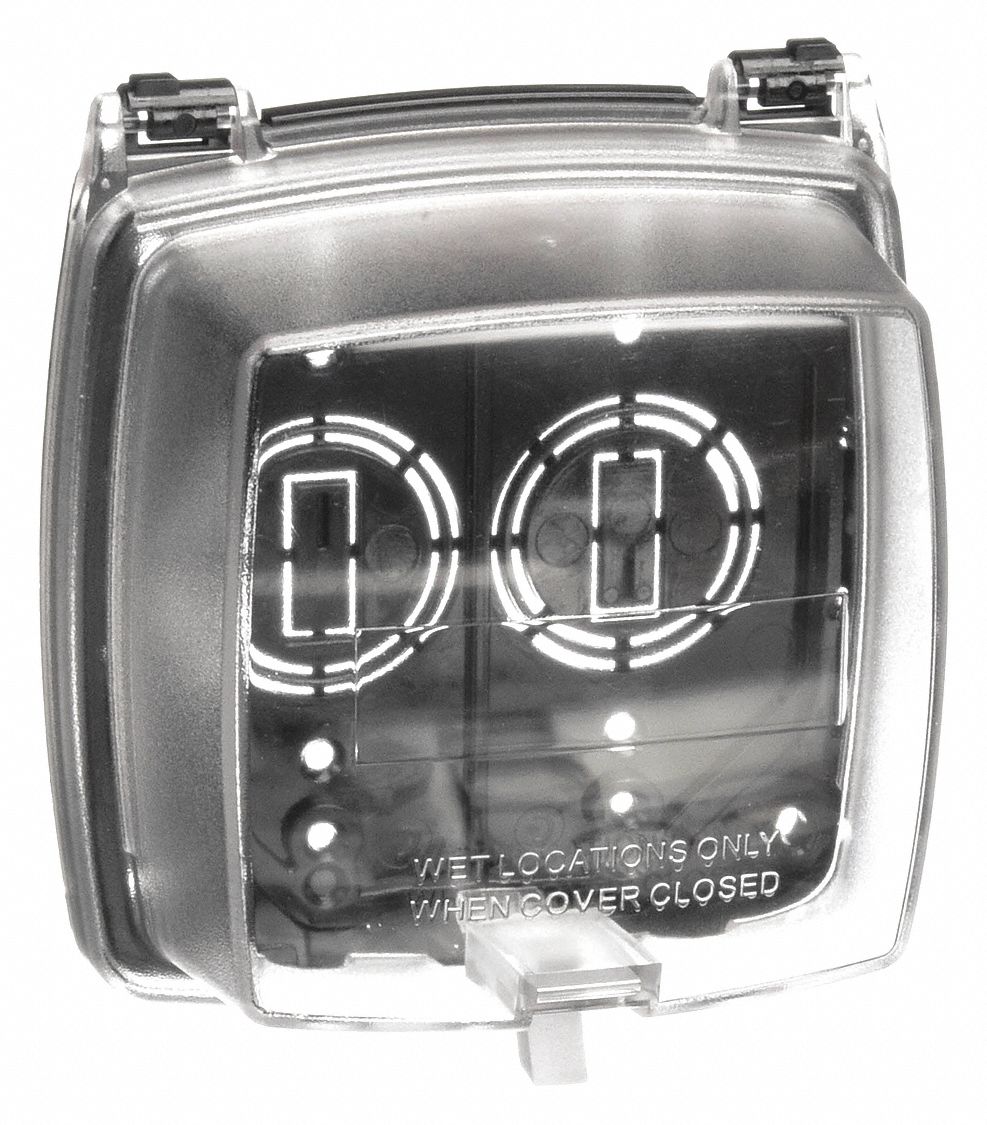 WHILE IN USE WEATHERPROOF COVER, 2 GANGS, VERTICAL, UV STABILIZED PLASTIC, CLEAR, 3R