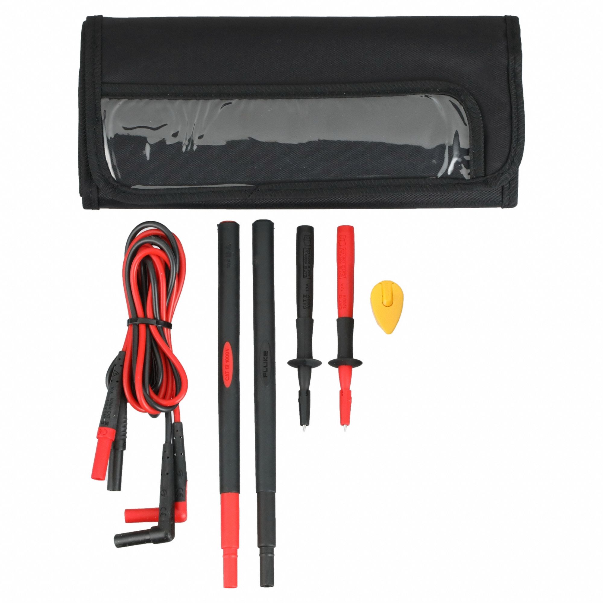 TEST LEAD KIT, CAT III 1000V/CAT IV 600V, PROBE, STANDARD SHROUDED BANANA PLUG, 4 11/12 FT L