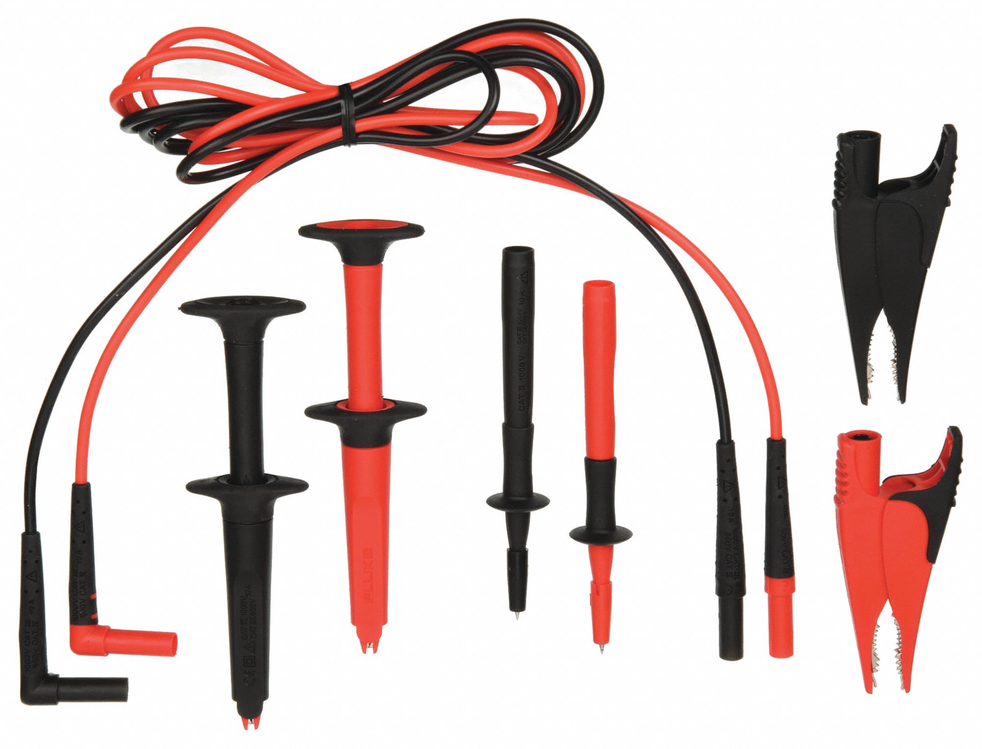 FLUKE, CAT III 1000V/CAT IV 600V, Alligator Clip/Probe, Test Lead Kit 4CB83FlukeTLK220