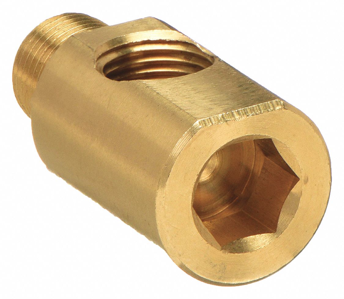 90° Hex Key Street Elbow: Brass, 1/8 in x 1/8 in Fitting Pipe Size, Female NPT x Male NPT