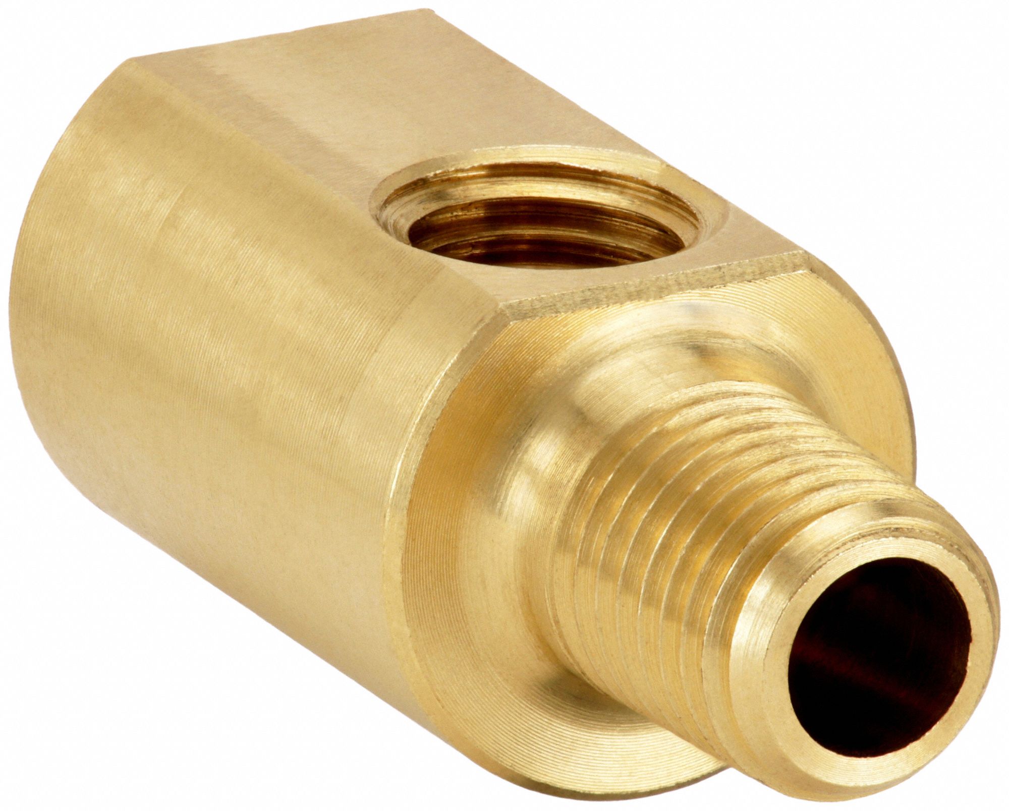 90° Hex Key Street Elbow: Brass, 1/16 in x 1/16 in Fitting Pipe Size, Female NPT x Male NPT