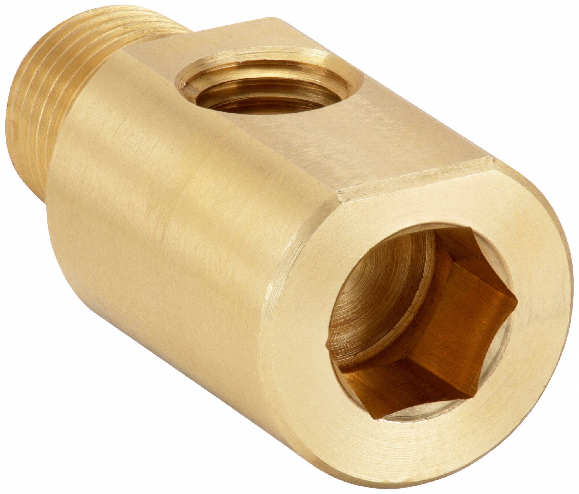 90° Hex Key Street Elbow: Brass, 1/16 in x 1/8 in Fitting Pipe Size, Female NPT x Male NPT