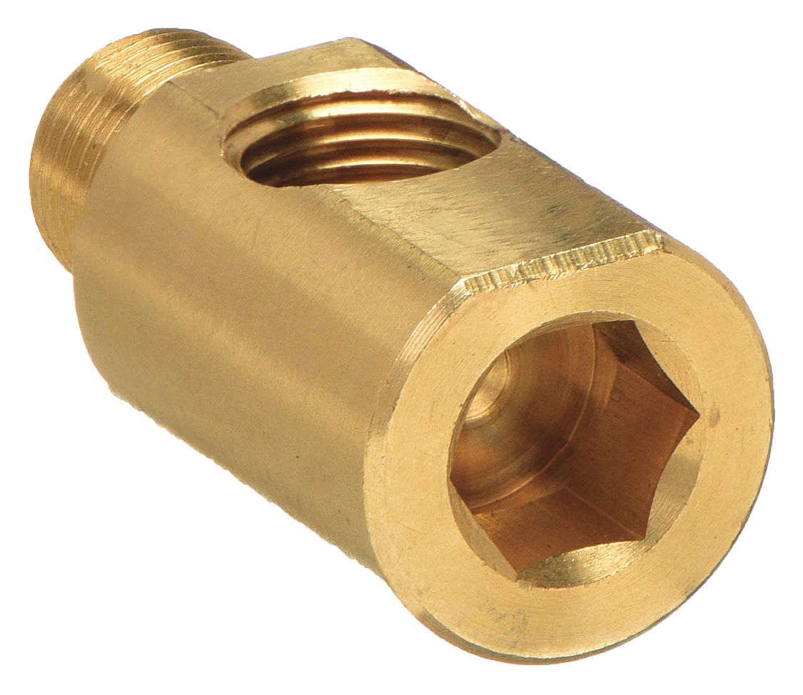 90° Hex Key Street Elbow: Brass, 1/4 in x 1/4 in Fitting Pipe Size, Female NPT x Male NPT