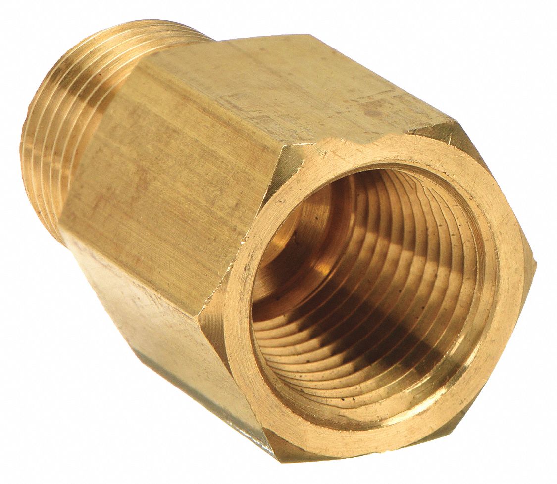 Conversion Adapter: Chrome-Plated Brass, 1/2 in x 1/2 in Fitting Pipe Size, Male BSPP x Female NPT