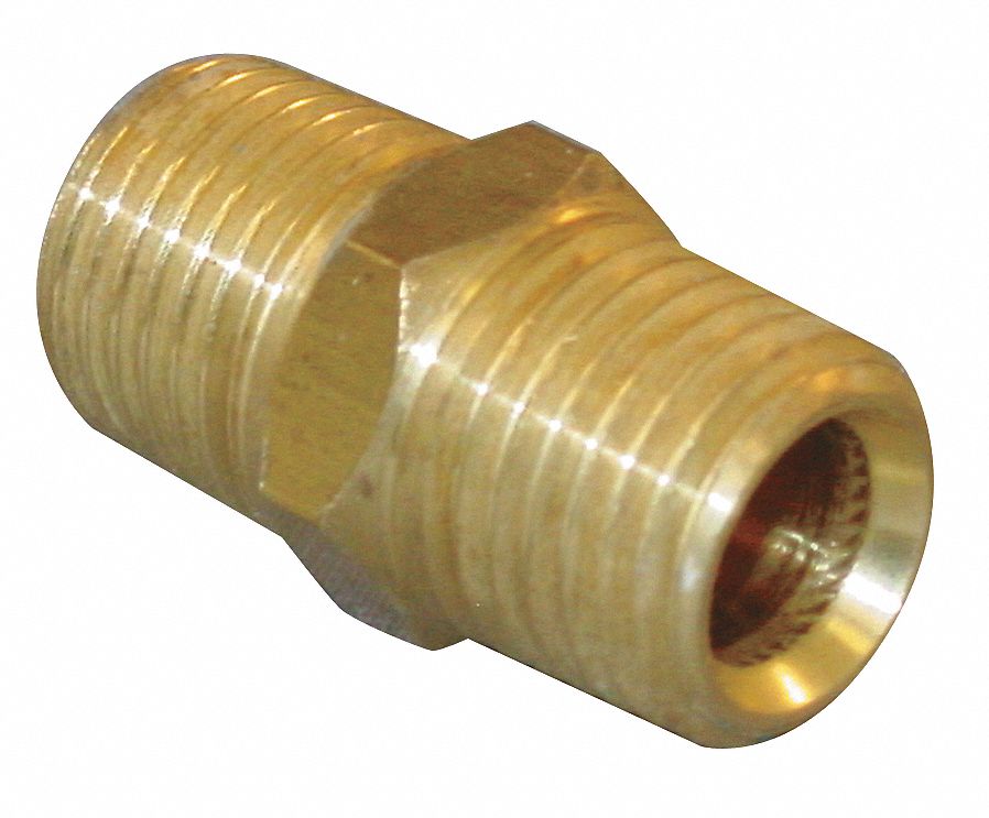 O2 Hex Nipple, 1/4″ x 1/4″ NPT, Brass – AERO Specialties