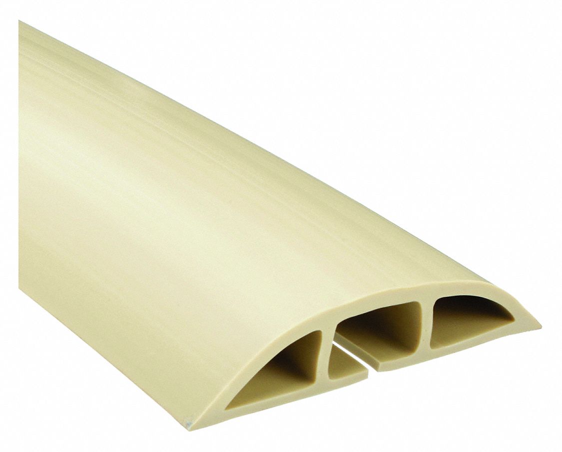 CABLE PROTECTOR, 1 CHANNELS, ½ IN MAX CABLE DIAMETER, 3 IN OVERALL W, ¾ IN OVERALL H, 25 FT L, PVC