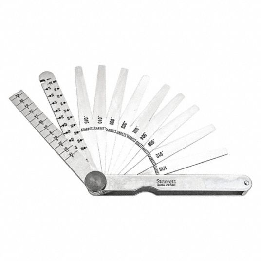 STARRETT Feeler Gauge Set with Wire & Taper Gauges, Thickness Range 0.002 in to 0.015 in 4CEN7
