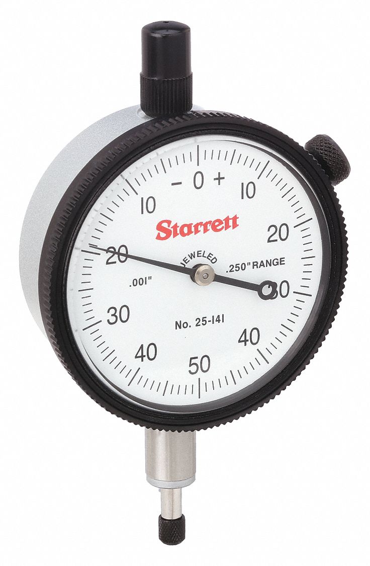 STARRETT, 0 in to 0.25 in Range, Balanced Reading, Dial Indicator Lug Back 4CEP925141J