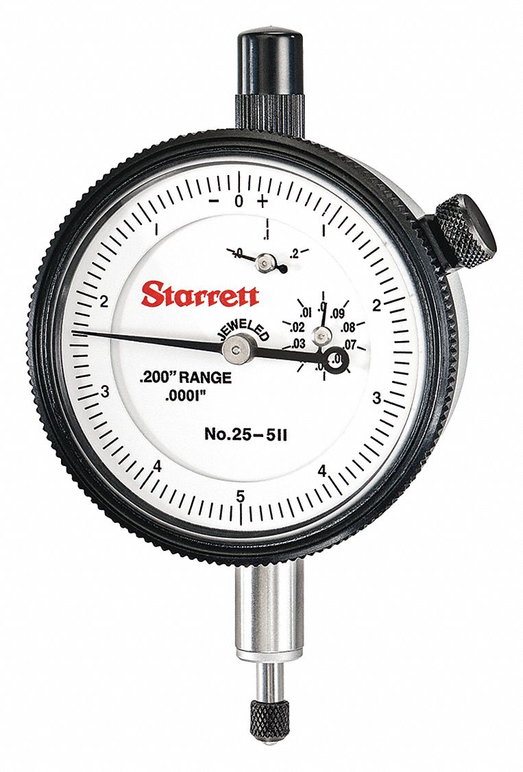 STARRETT, 0 in to 0.2 in Range, Balanced Reading, Dial Indicator - Lug ...