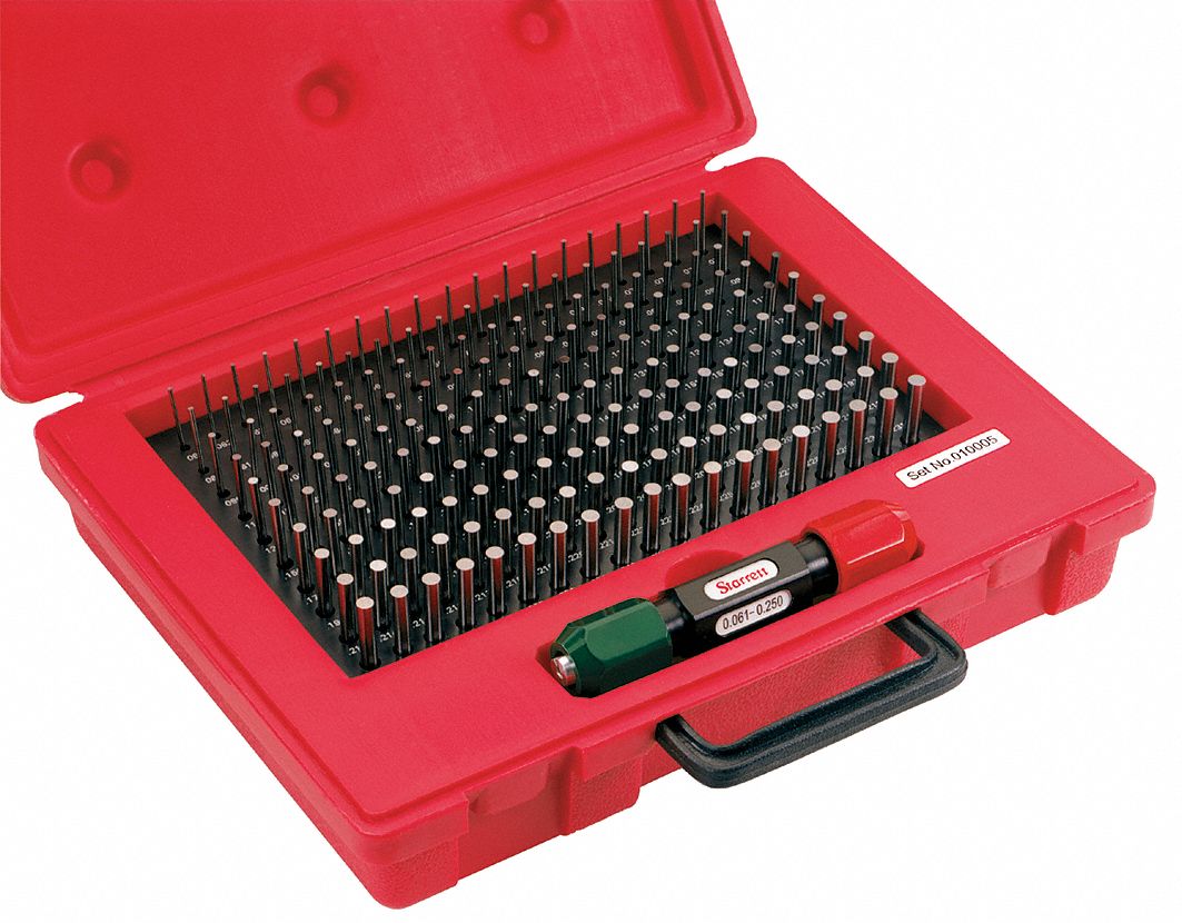 PIN GAUGE SET, 0.501 TO 0.625 IN DIAMETER RANGE, 125 GAUGES, 01 IN DIAMETER INCREMENT