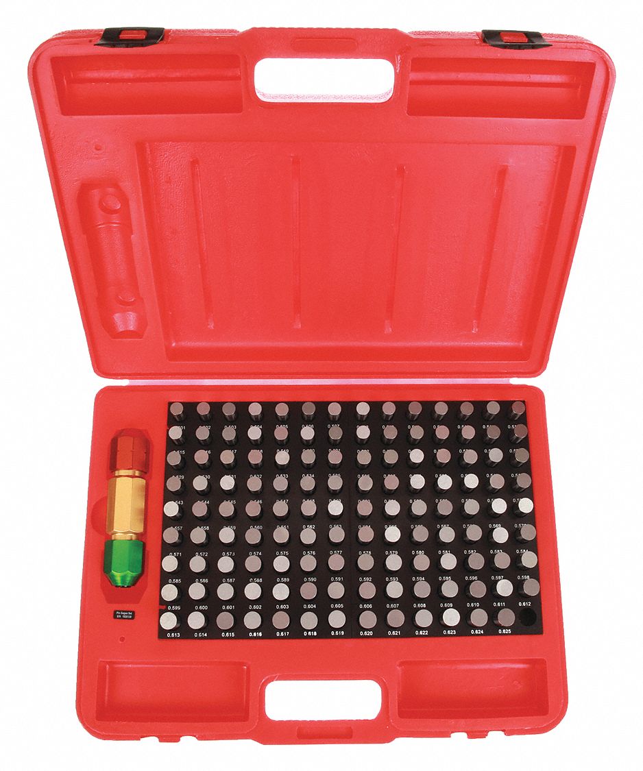 PIN GAUGE SET, 0.501 TO 0.620 IN DIAMETER RANGE, 125 GAUGES, 01 IN DIAMETER INCREMENT