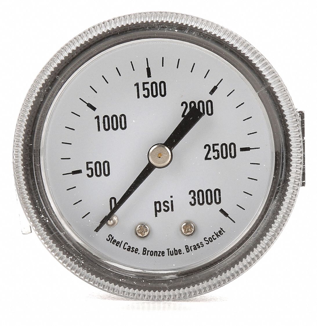 GRAINGER APPROVED PanelMount Pressure Gauge UClamp, 0 to 3,000 psi, 2 in Dial, 1/8 in NPT
