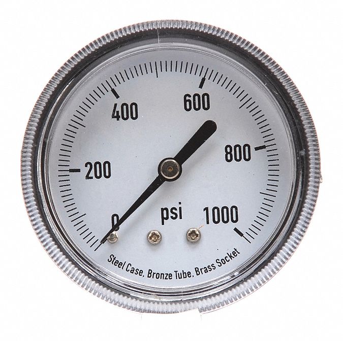 GRAINGER APPROVED Panel-Mount Pressure Gauge: U-Clamp, 0 to 1,000 psi ...