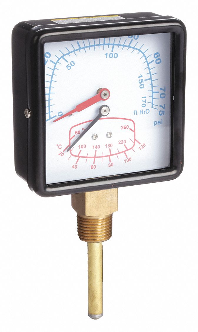 BOILER GAUGE,SQUARE,0-75 PSI,60 TO