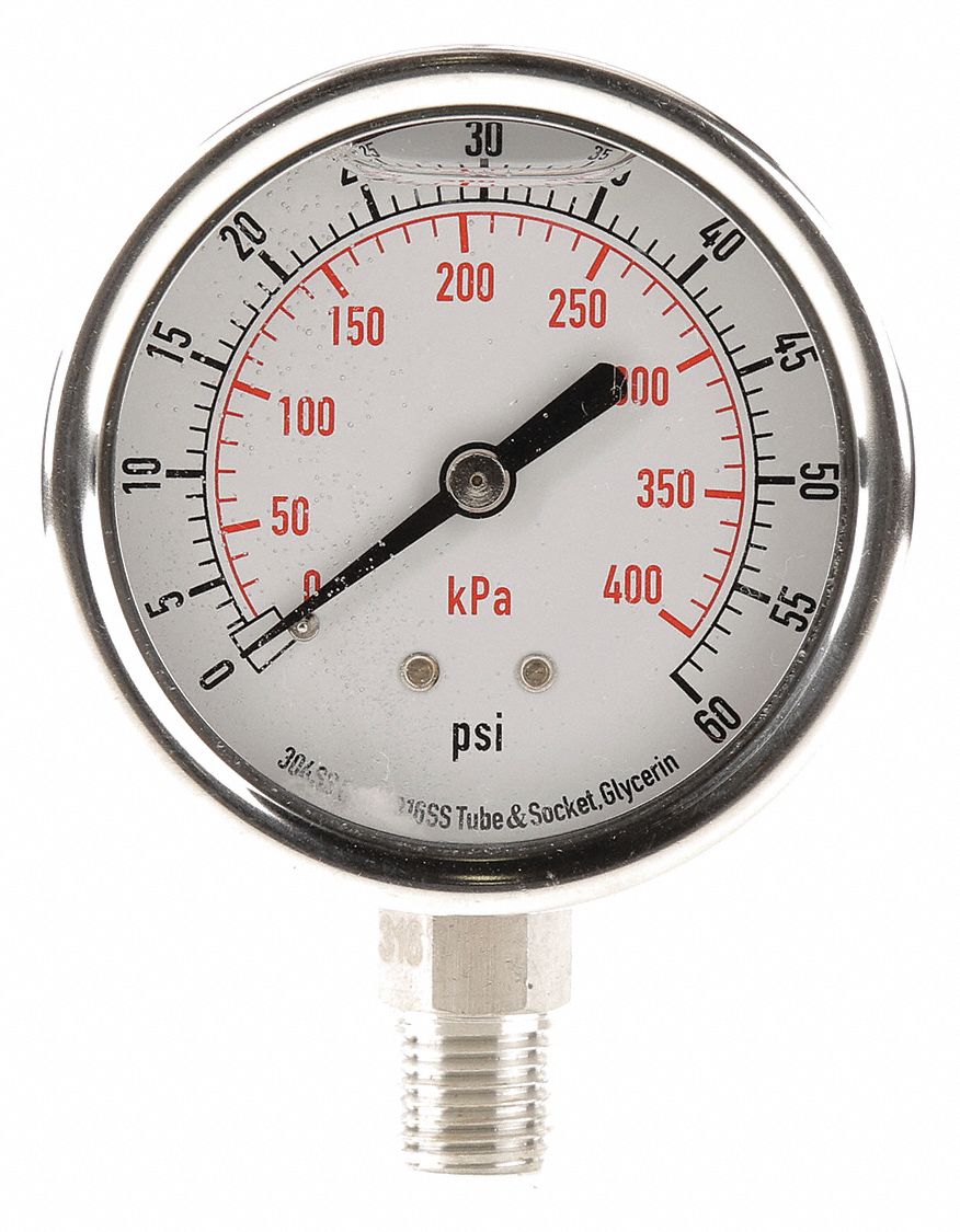 Manómetro De Presión Tipo Radial Con Glicerina 0 - 2,000 Psi.