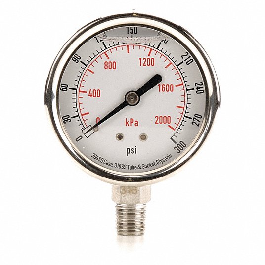 NEW 4FLR1 1-1/2'' Test Pressure Gauge 0 to 60 psi Grainger Approved 