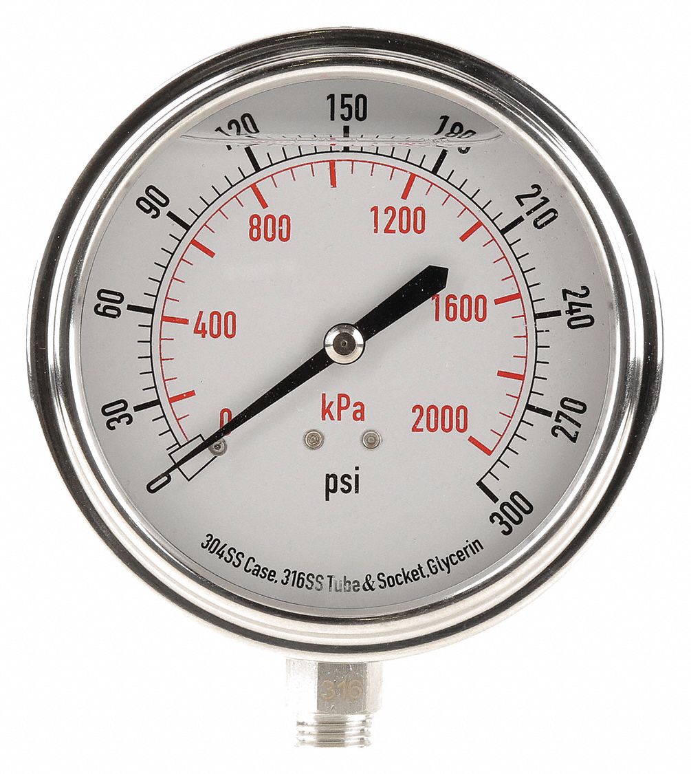 0-300 psi 1/2 Inch NPT Gentech Pressure Gauge New Without Box 0-2000 kPa