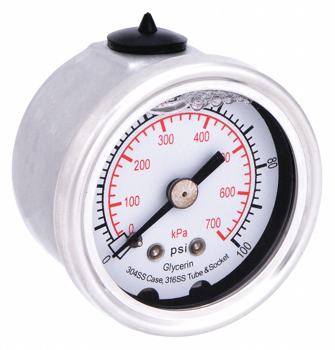 MANOMETRE,REMPLI,1 1/2PO,100PSI,IN