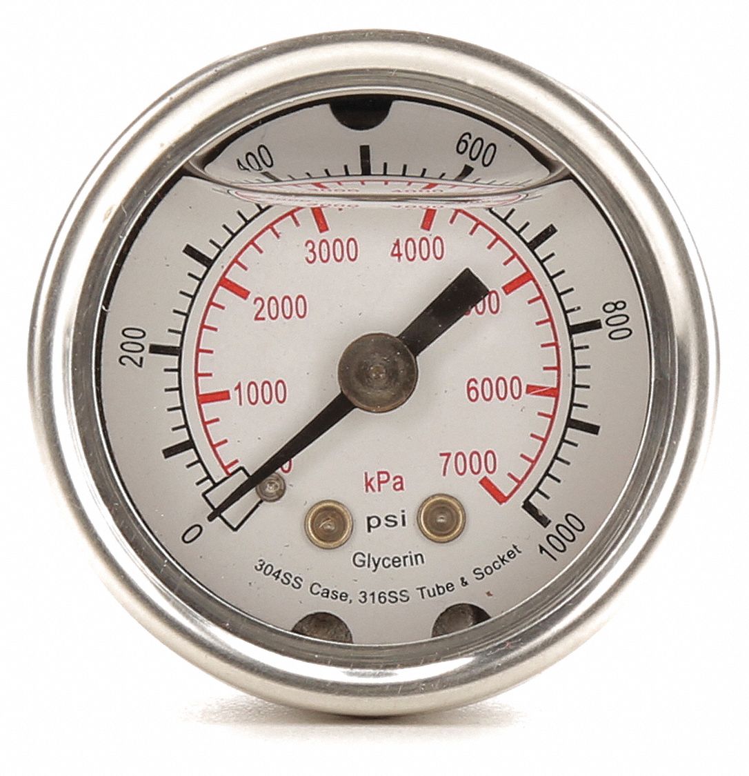 GRAINGER APPROVED Commercial Pressure Gauge 0 to 1,000 psi ( 0 to