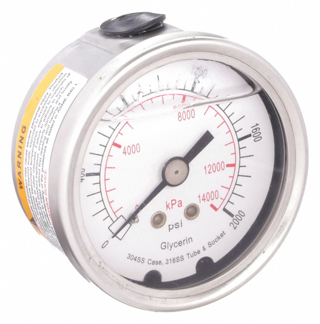PRESSURE GAUGE,FILLED,2 IN,2000 PSI