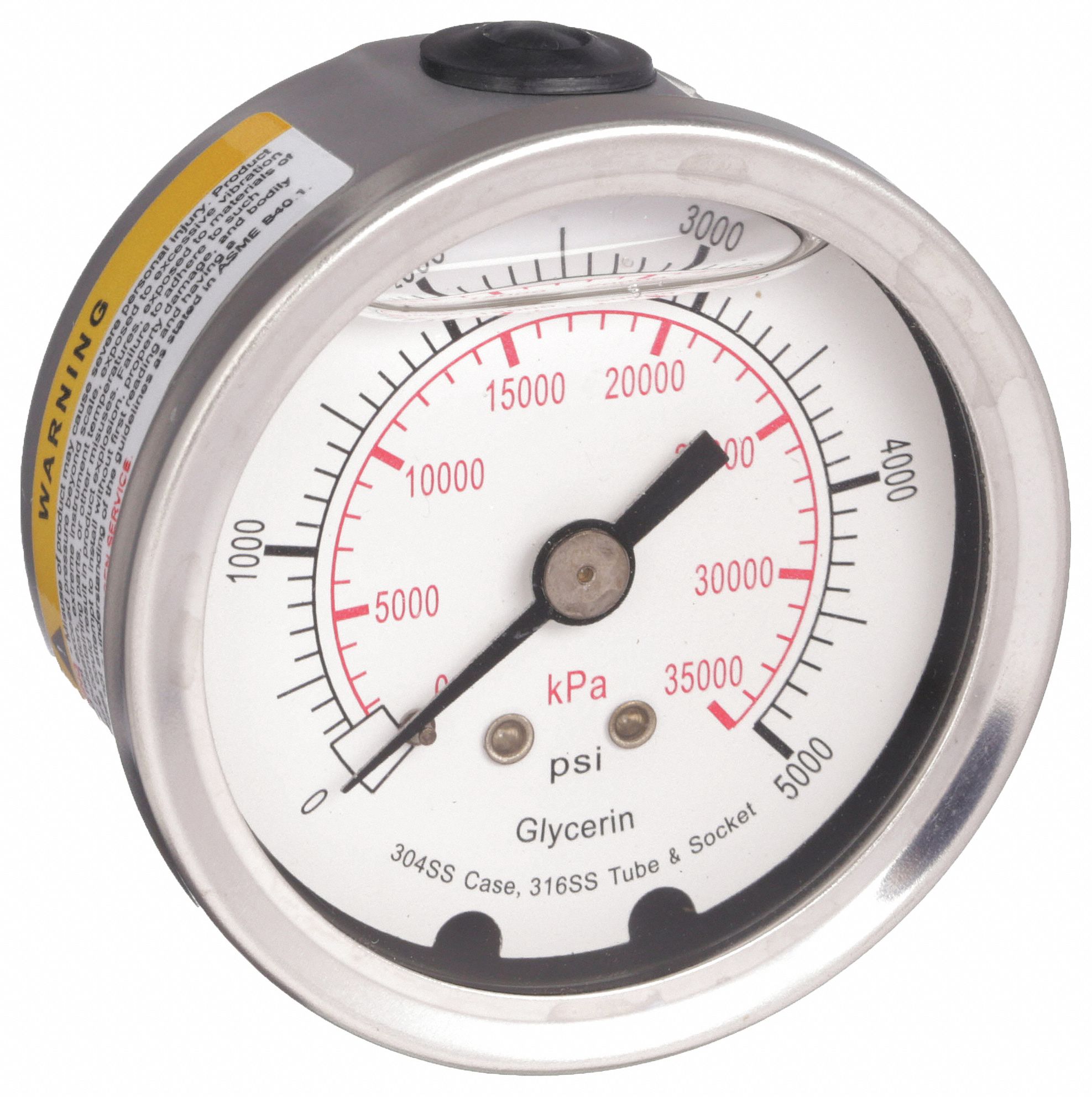 PRESSURE GAUGE,FILLED,2 IN,5000 PSI