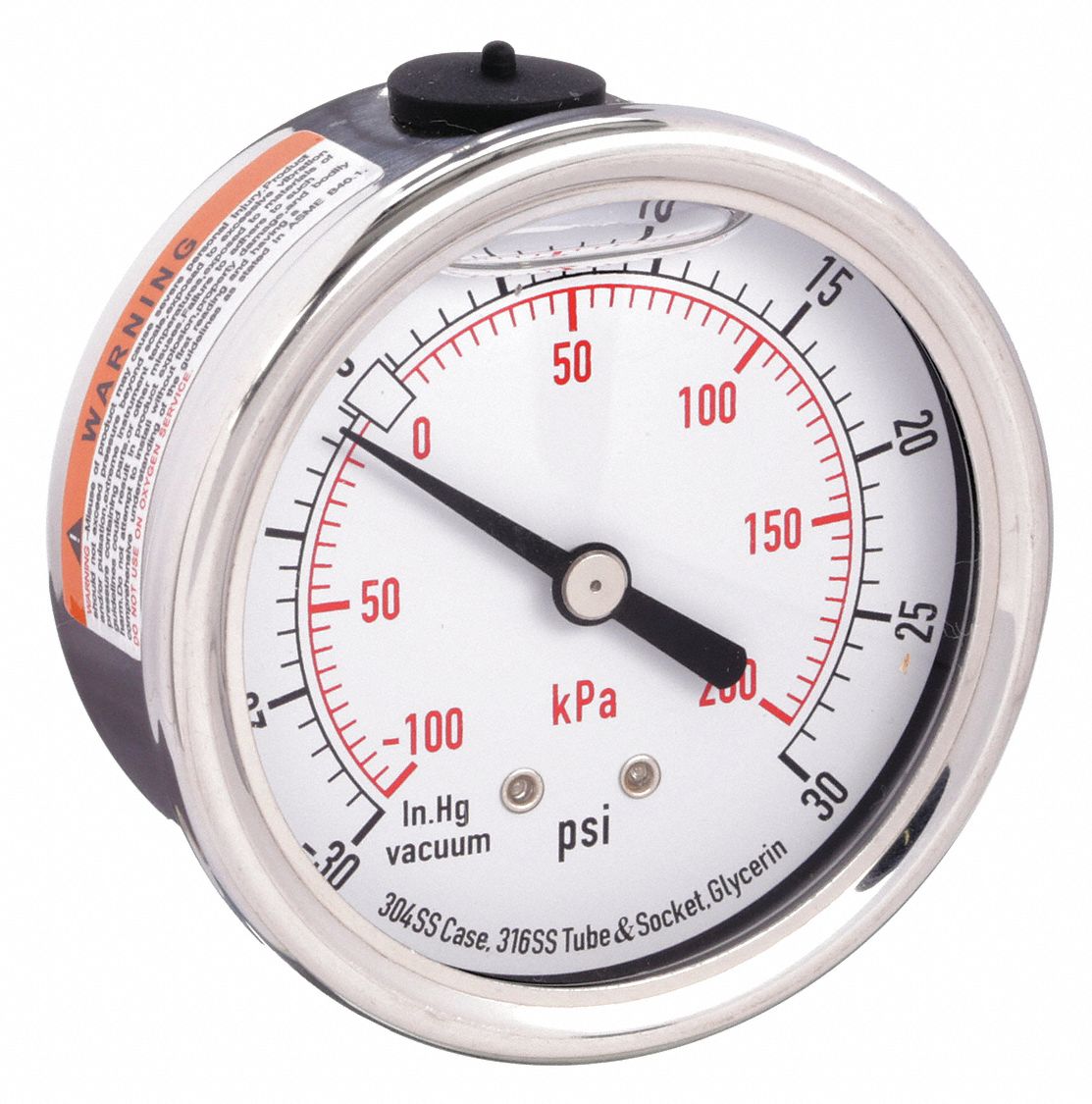 COMPOUND GAUGE,FILLED,2 1/2 IN,30 P