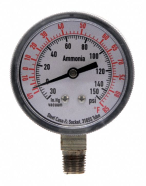 COMPOUND GAUGE,AMMONIA,2 1/2 IN,150