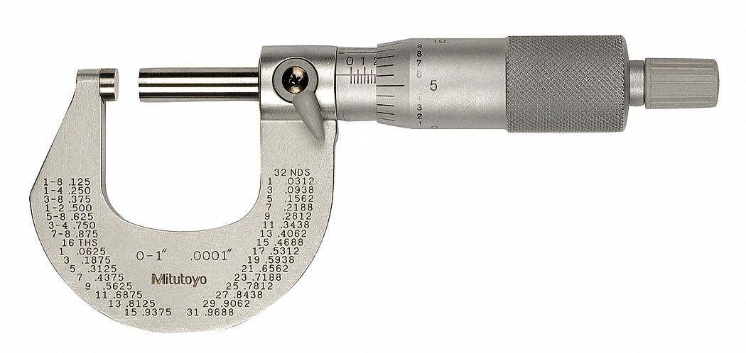 MITUTOYO Micrómetro para Exteriores,Yunque Ahusad