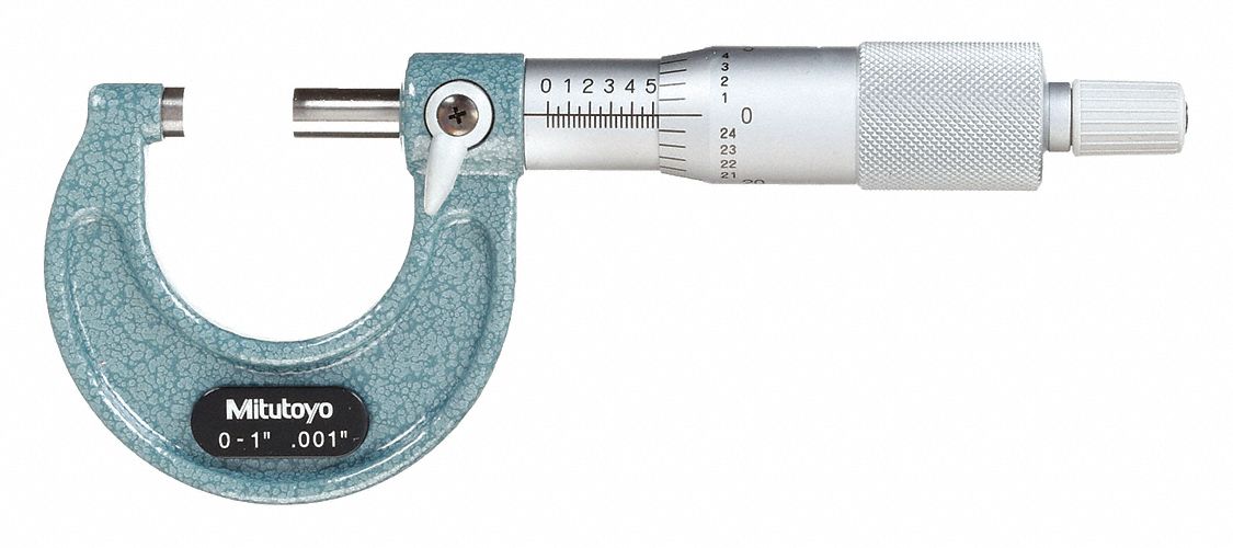 MECHANICAL OUTSIDE MICROMETER, INCH, 0 IN TO 1 IN RANGE, +/-001 IN ACCURACY