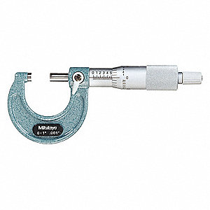 MECHANICAL OUTSIDE MICROMETER, INCH, 0 IN TO 1 IN RANGE, +/-001 IN ACCURACY