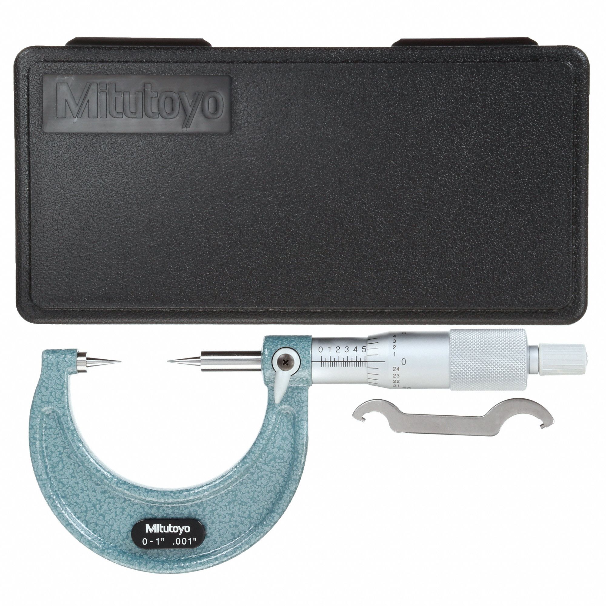 MITUTOYO Digital Point Micrometer, Operation Type Mechanical, Range 0