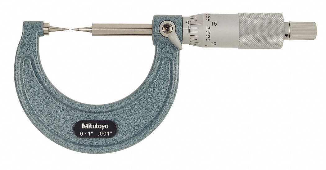 MITUTOYO Point Micrometer, Vernier Operation, 0 to 1