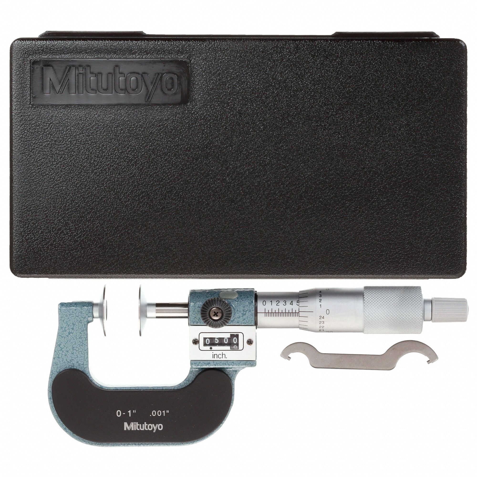 MITUTOYO Digital Disc Micrometer, Operation Type Mechanical, Range 0 in