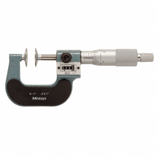 MITUTOYO Digital Disc Micrometer, Operation Type Mechanical, Range 0 in