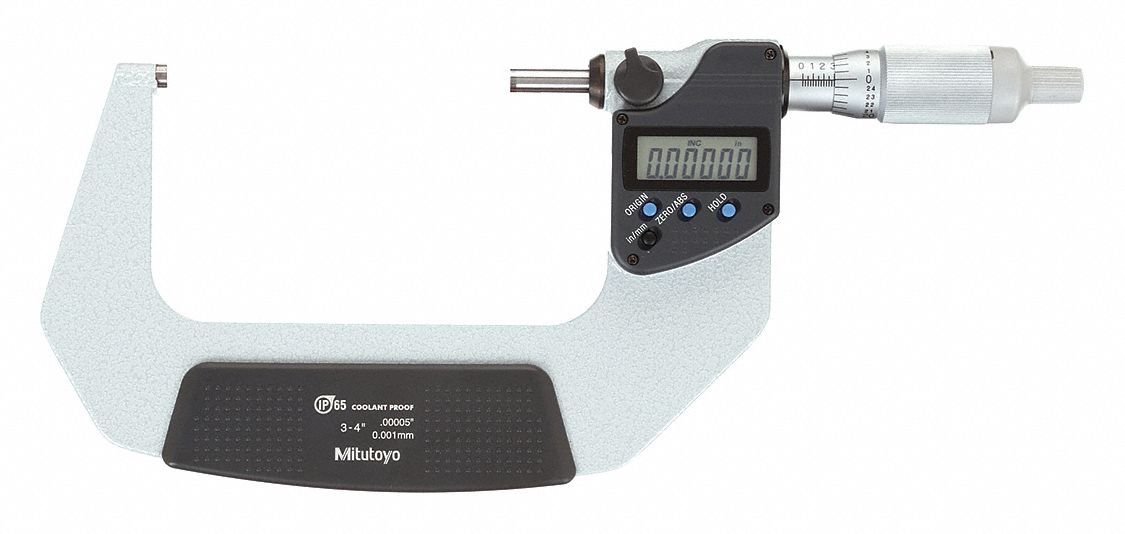 MICROMÈTRE EXT NUM IP65, GAMME DE 3 À 4 PO/76,2 À 101,6 MM, IP65