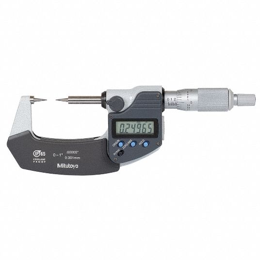 Point Micrometer, Range 0 to 1 in/0 to 25 mm, IP Rating 65, SPC Output ...