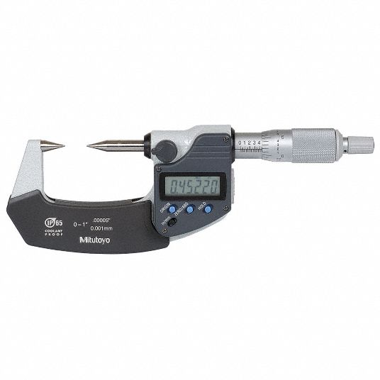 MITUTOYO Digital Point Micrometer, Operation Type Digital, Range 0 in