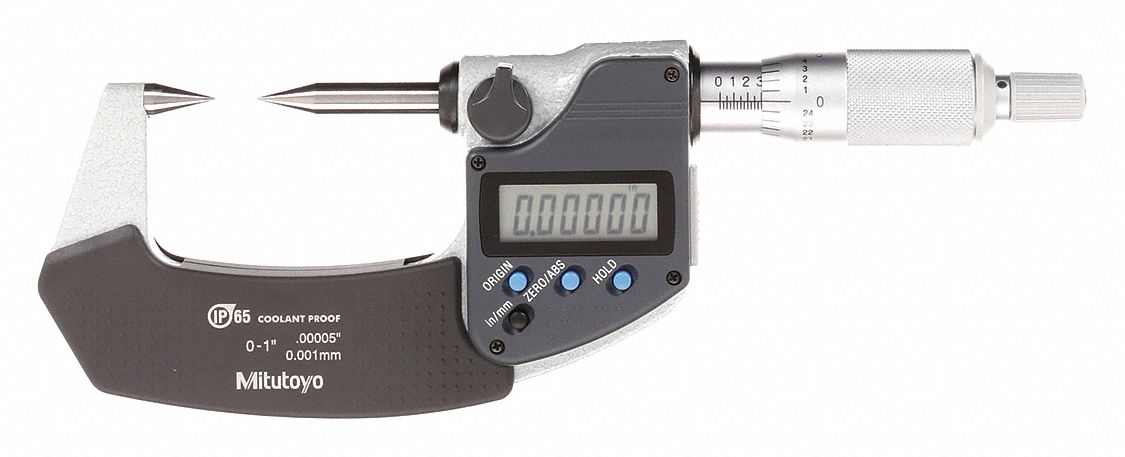 DIGITAL POINT MICROMETER, DIGITAL, 0 IN TO 1 IN/0 TO 25.4MM RANGE, INCH/METRIC