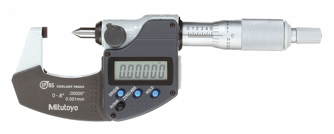 DIGITAL CRIMP HEIGHT MICROMETER, DIGITAL, 0 IN TO 0.8 IN/0 TO 2MM RANGE, CARBIDE