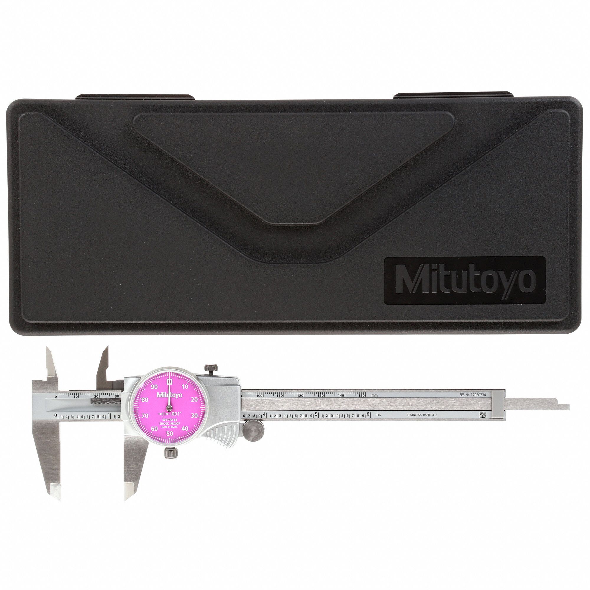 MITUTOYO Dial Caliper, Range 0 in to 6 in, Range per Revolution 0.1 in