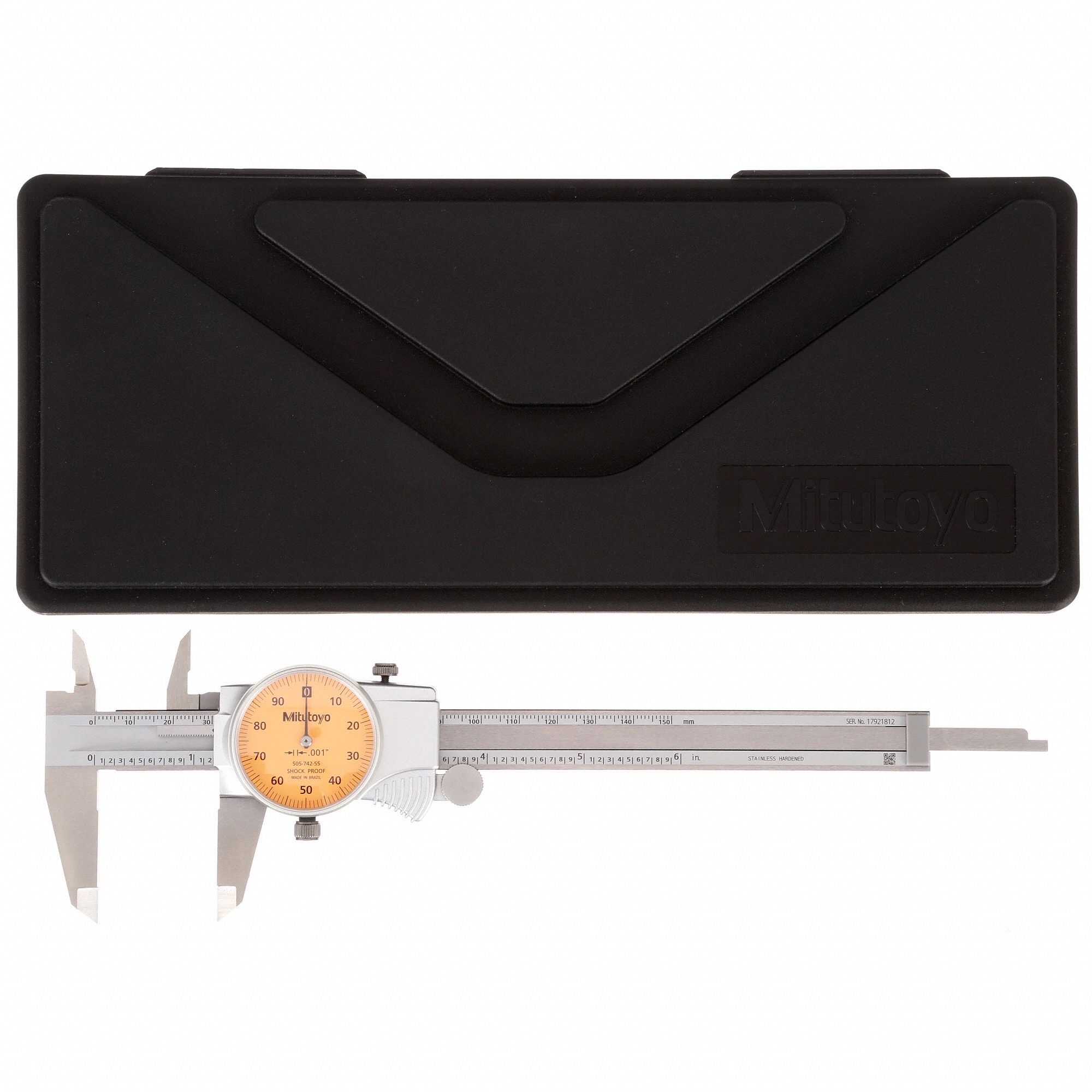 MITUTOYO Dial Caliper: 0 in to 6 in Range, +/-0.001 in Accuracy, 0.001 ...