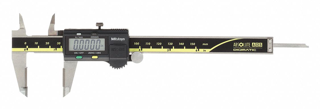 CARBIDE JAW DIGITAL CALIPER, 0 IN TO 6 IN/0 TO 15MM RANGE, +/-01 IN ACCURACY, 4-WAY